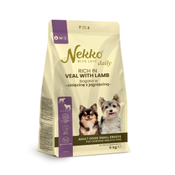 NEKKO DAILY ADULT SMALL BREED CIELĘCINA Z JAGNIĘCINĄ 6KG