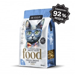 DRMALOU CATS ADULT LIOFILIZOWANA KARMA PEŁNOPORCJOWA KACZKA Z JAGNIĘCINĄ 500G