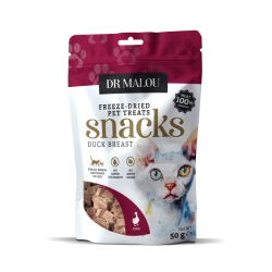DRMALOU CATS PRZYSMAKI DLA KOTÓW MIĘSNE KOSTKI 100% LIOFILIZOWANEJ PIERSI Z KACZKI 50G