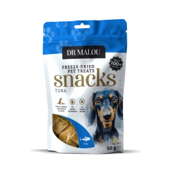 DRMALOU DOGS PRZYSMAKI DLA PSÓW MIĘSNE KOSTKI 100% LIOFILIZOWANEGO MIĘSA TUŃCZYKA 50G
