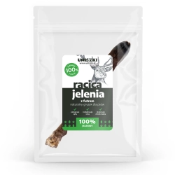 UNISZKI RACICA JELENIA Z FUTREM NATURALNY GRYZAK DLA PSA 1SZT