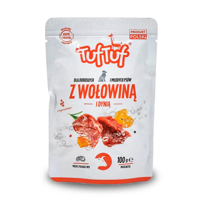 Karma mokra Tuf tuf dla psa z wołowiną i dynią 100 gram
